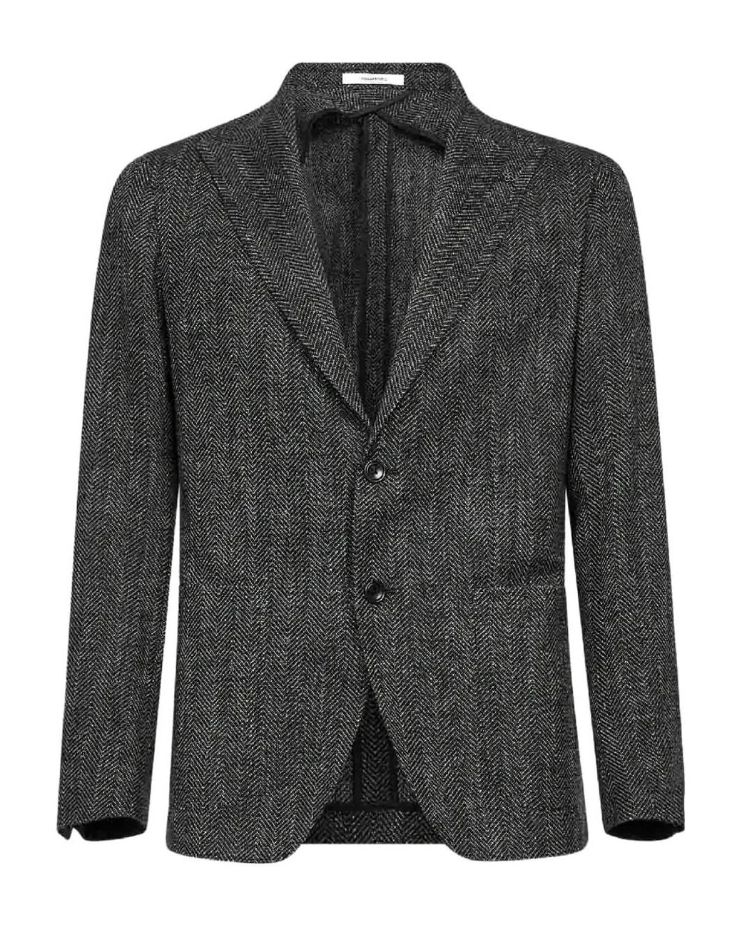 Tagliatore Black Peak Lapel Chevron Jacquard Jacket for men