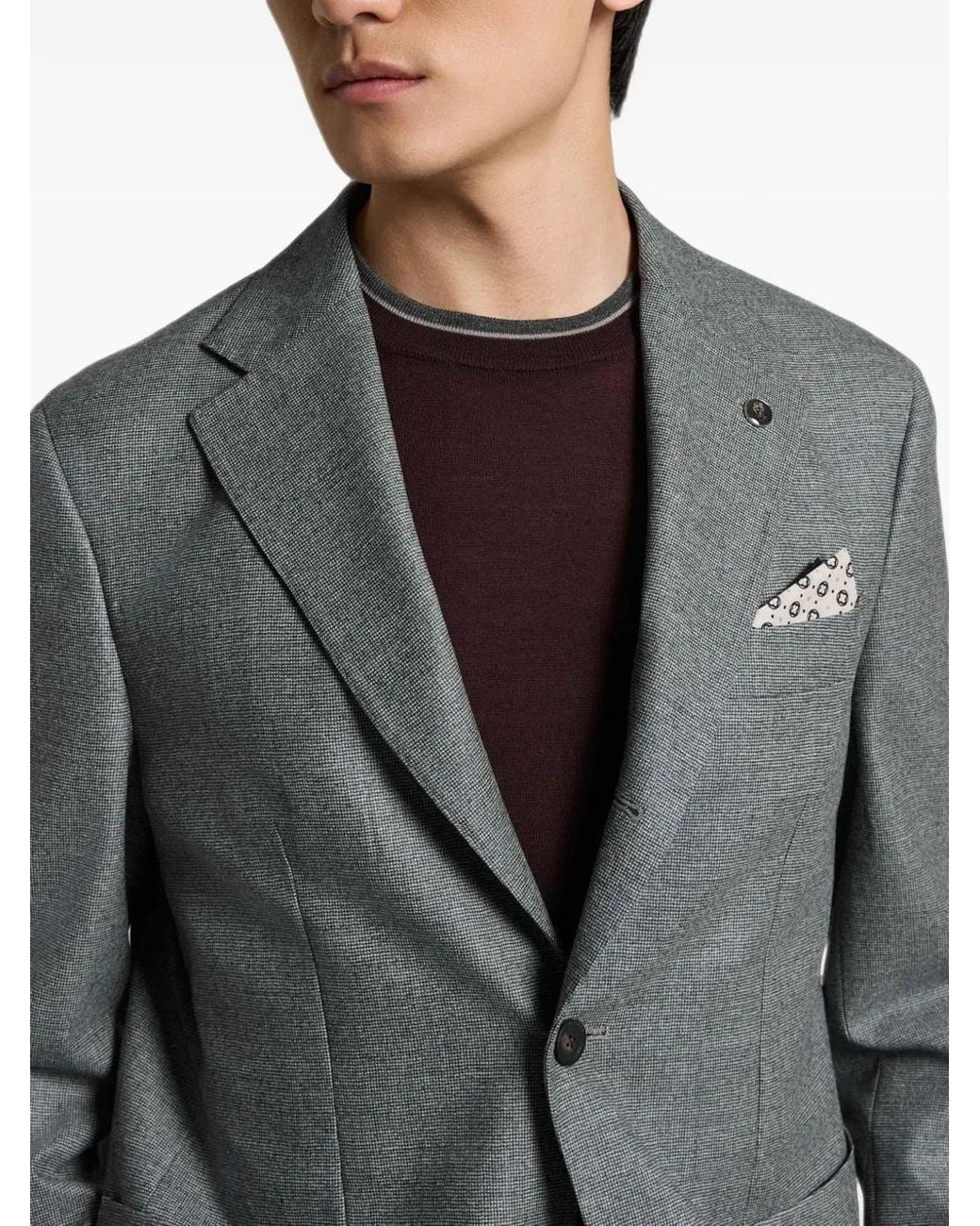 Peserico Gray Single-Breasted Notch-Lapels Jacket for men
