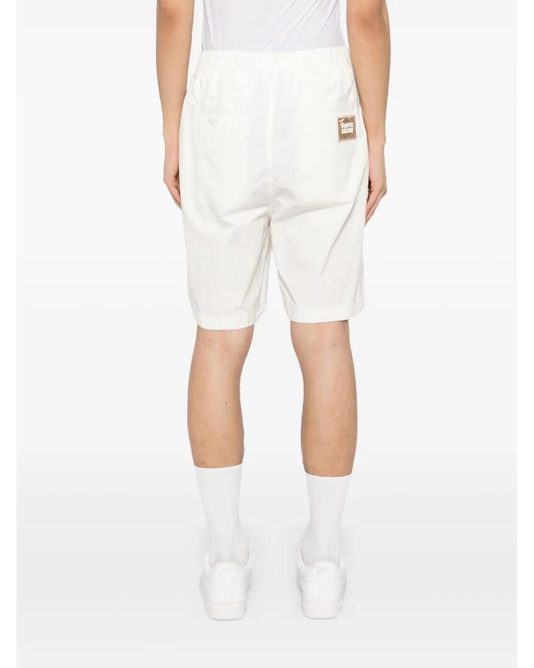 Aape By A Bathing Ape White Logo-Patch Shorts for men