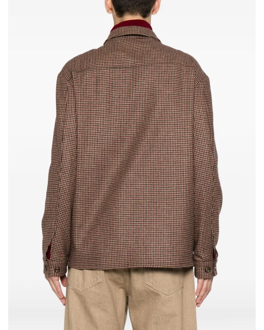 Eleventy Brown Houndstooth-Pattern Shirt Jacket for men
