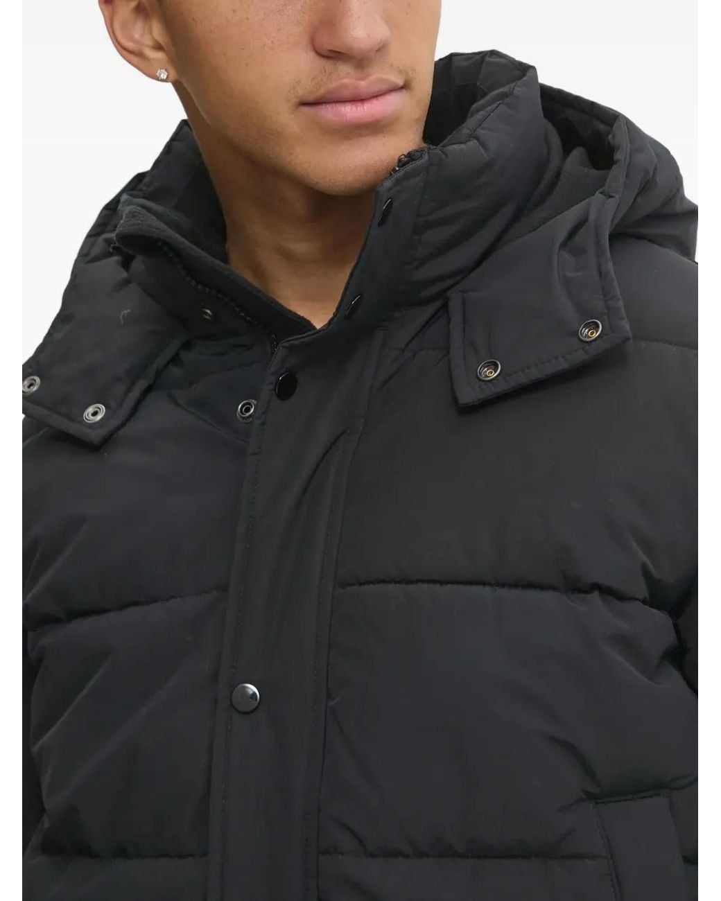Abercrombie & Fitch Black Buttoned Hooded Jacket for men