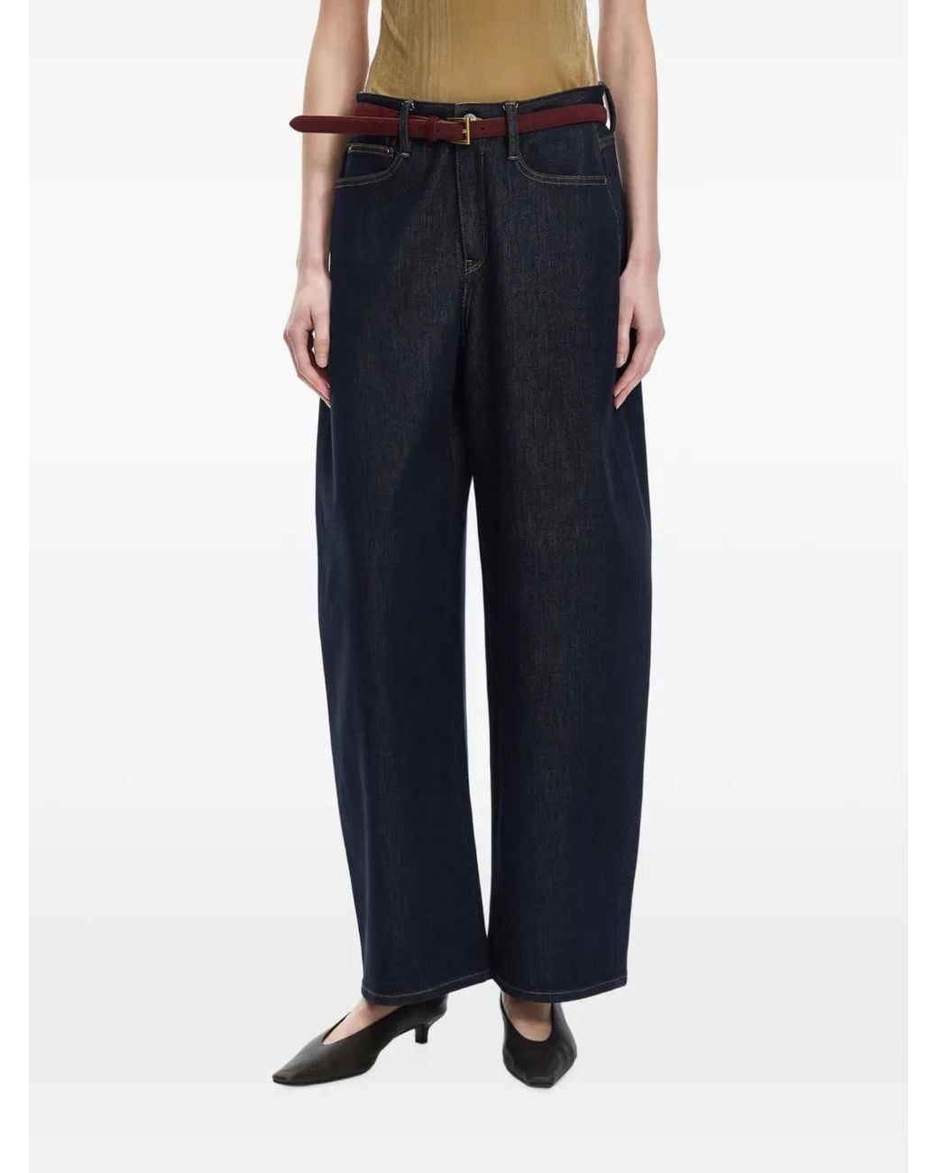 JNBY Blue Relaxed-Fit Wide-Leg Jeans
