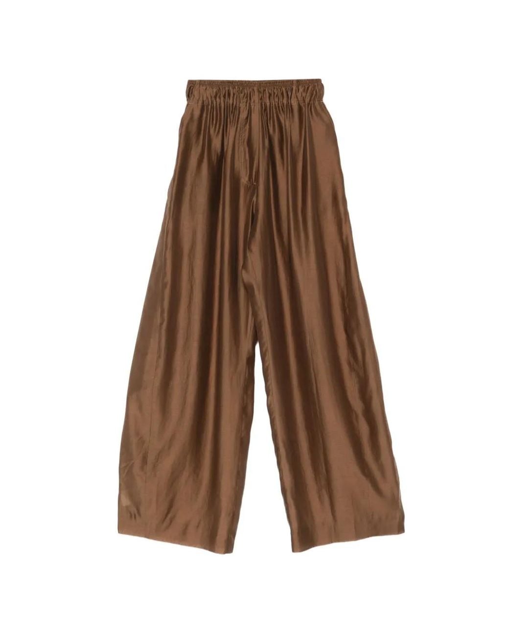 Thelatest Brown Dora Elasticated-Waist Palazzo Pants