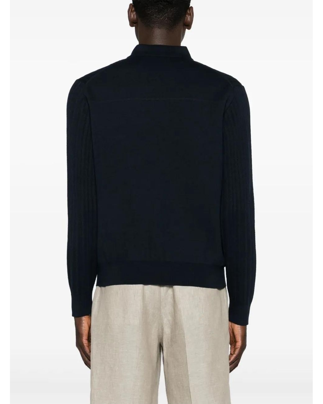 Brioni Blue Spread-Collar Buttoned Cardigan for men