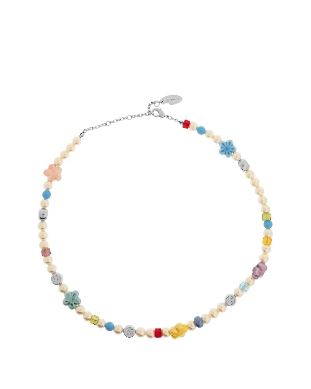 Off-White c/o Virgil Abloh Metallic Flower-Detail Beaded Necklace