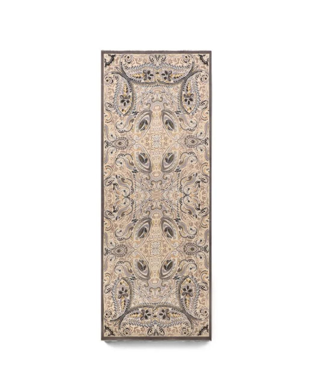 Etro Natural Paisley-Print Fringed Scarf