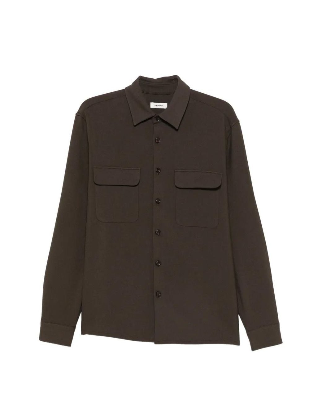 Sandro Brown Shirt With Patch Pockets for men