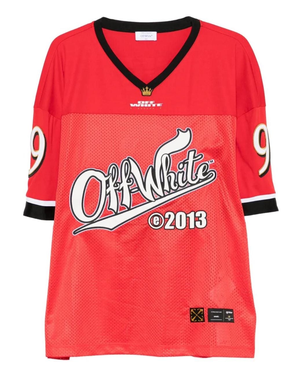 Off-White c/o Virgil Abloh Logo-Print Mesh T-Shirt in Red for Men