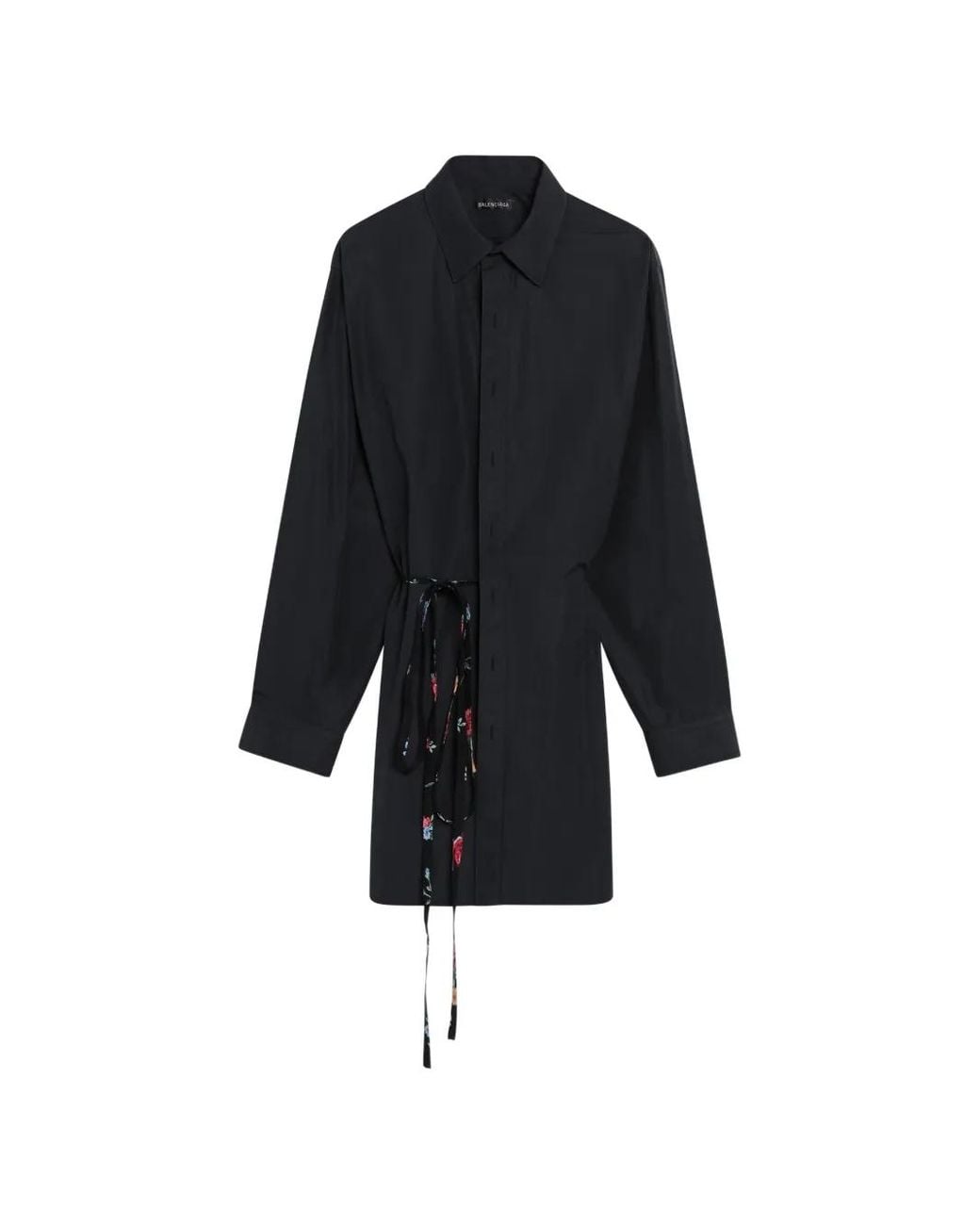 Balenciaga Black Tie-Detail Mini Dress