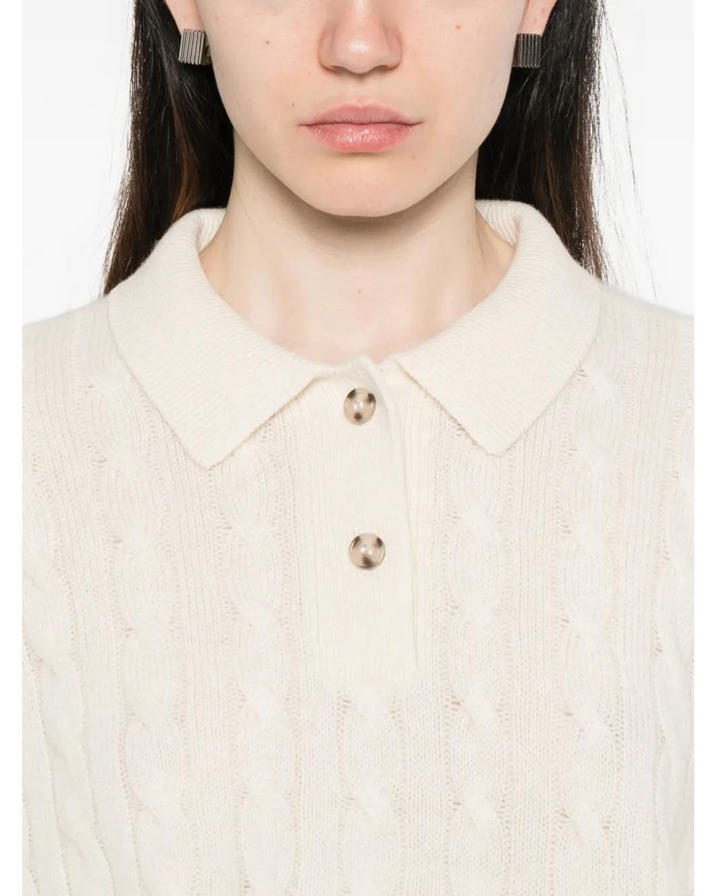 Doen White Cambridge Pullover mit Zopfmuster