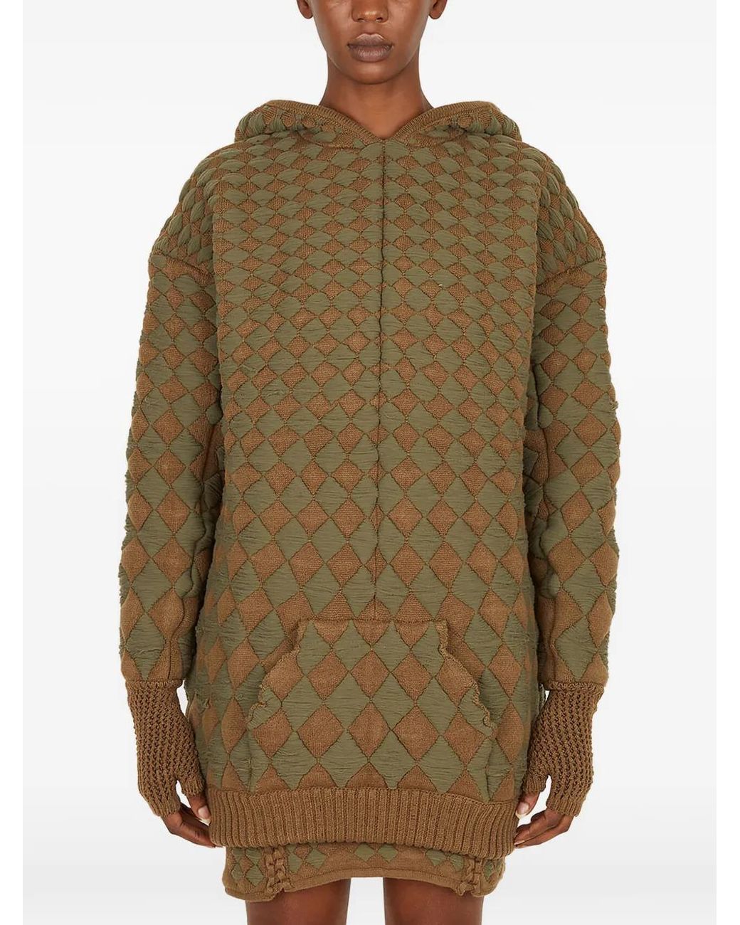 Isa Boulder Green Quilted Hoodie