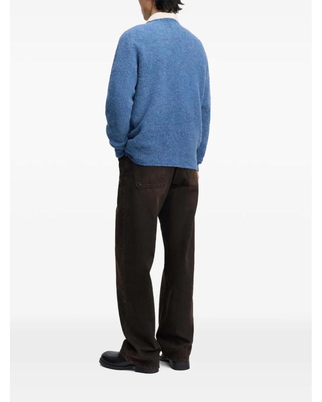 Another Aspect Blue Crew-Neck Lambswool Sweater for men