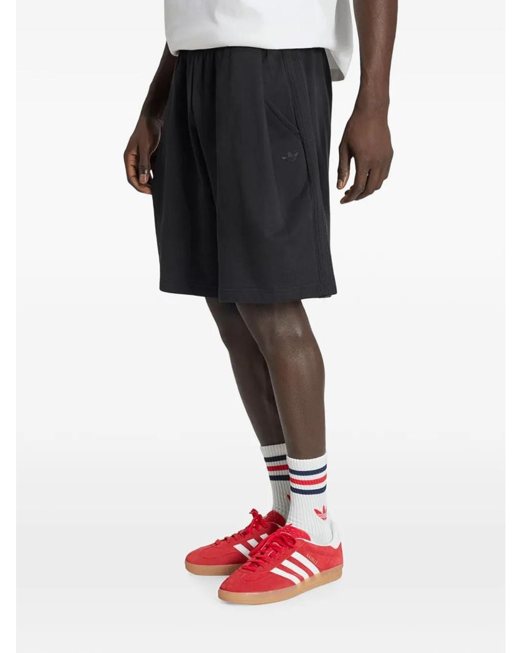Adidas Black Premium Essentials Logo-Embroidered Side-Stripe Shorts for men