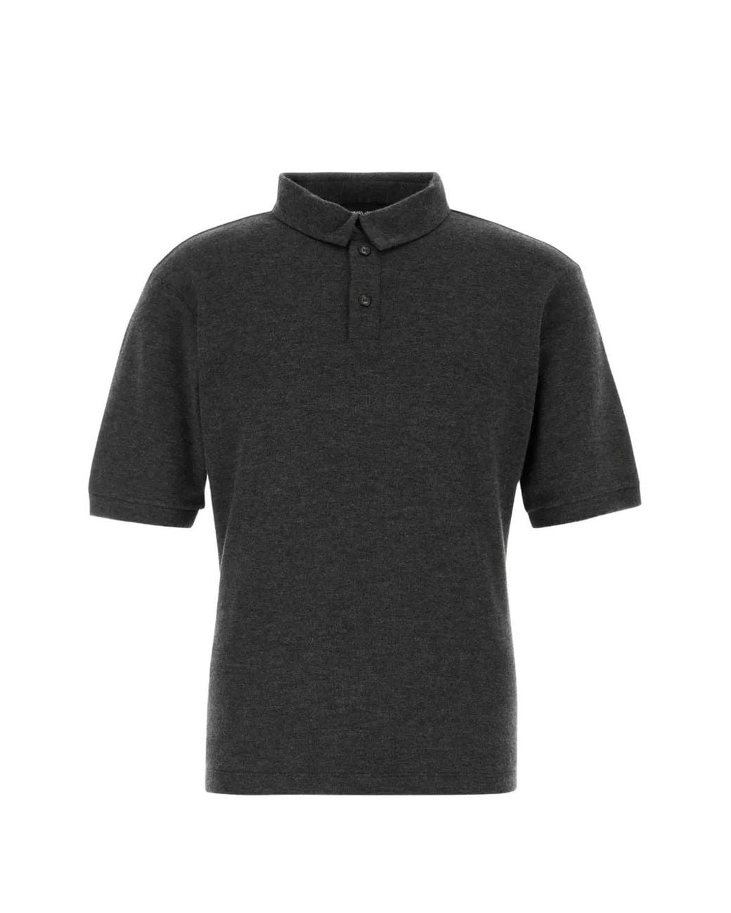 Giorgio Armani Black Cashmere Polo Shirt for men