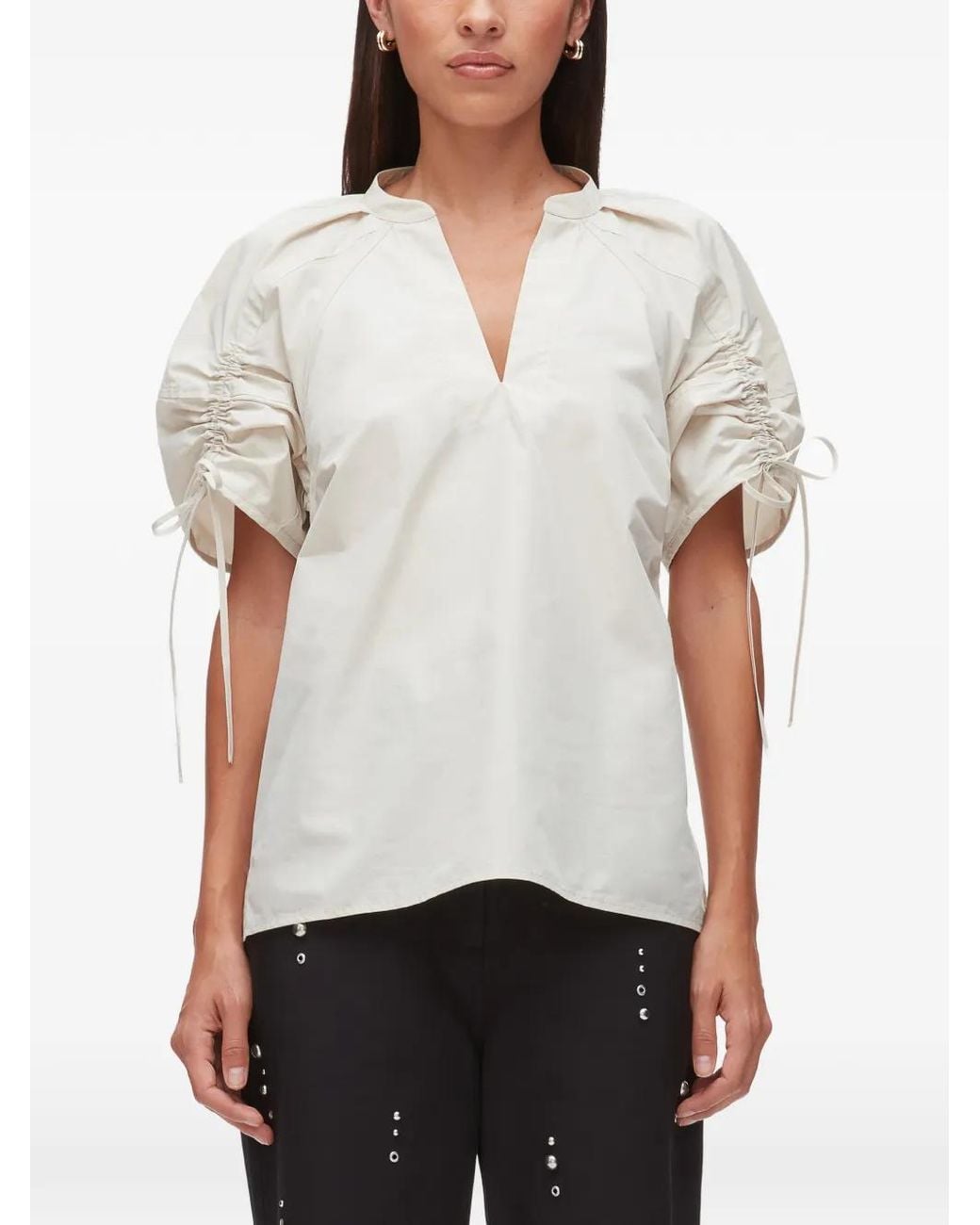 Top Con Cordones Y Cuello En V 3.1 Phillip Lim de color White