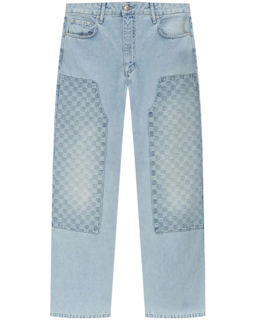 M I S B H V Blue Monogram-Pattern Jeans