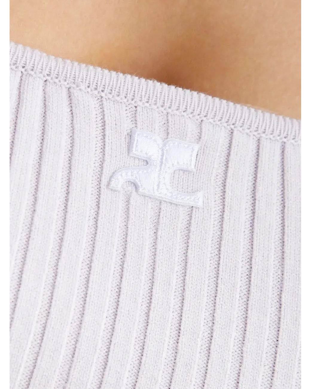 Courreges White Hyperbole Embroidered Ribbed Mini Dress