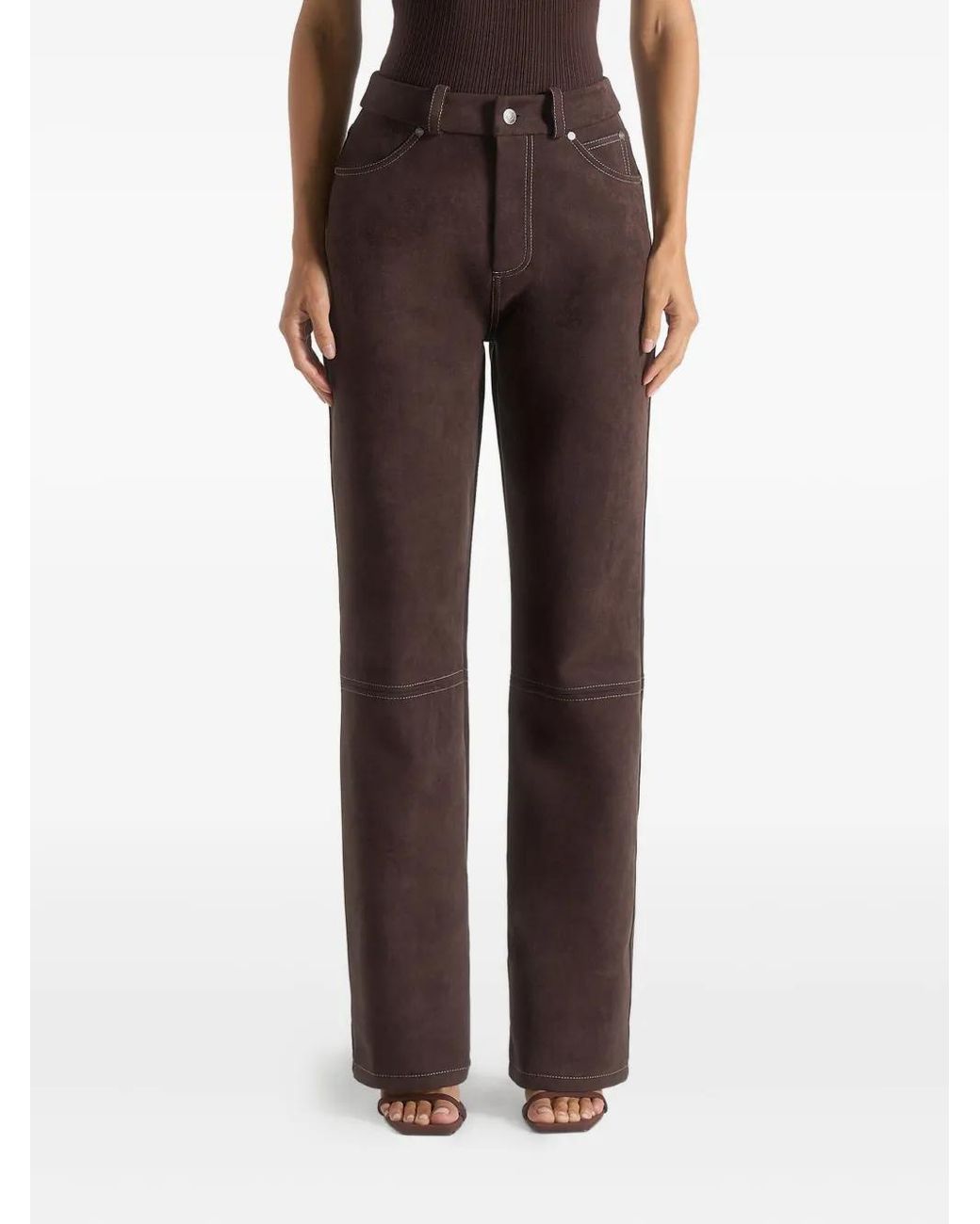 Manière De Voir Brown Kalie Suede Boyfriend Jeans