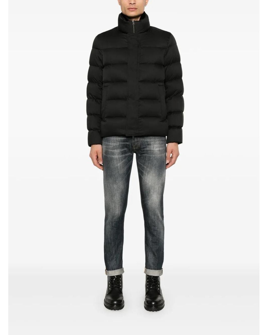 Herno Black Nylon Short Down Jacket for men