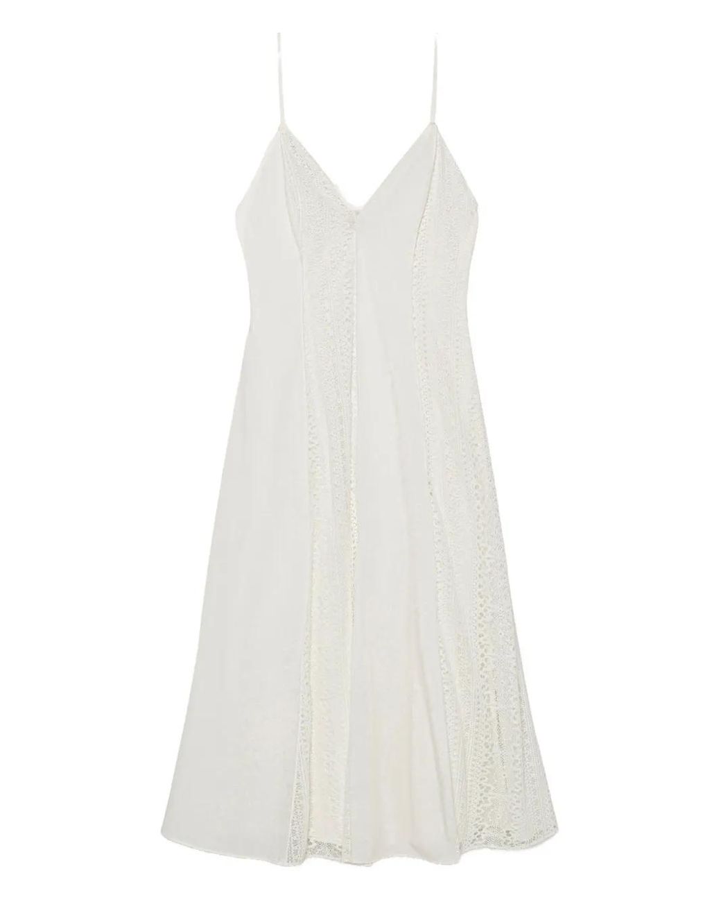 Jonathan Simkhai White Mina Lace-Insert Midi Dress