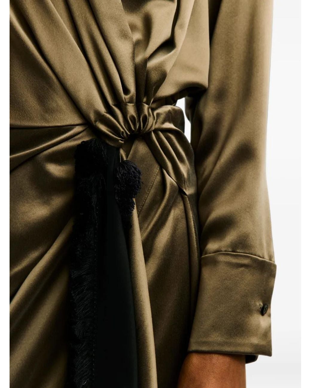 16Arlington Brown Resia Knotted Silk Midi Dress
