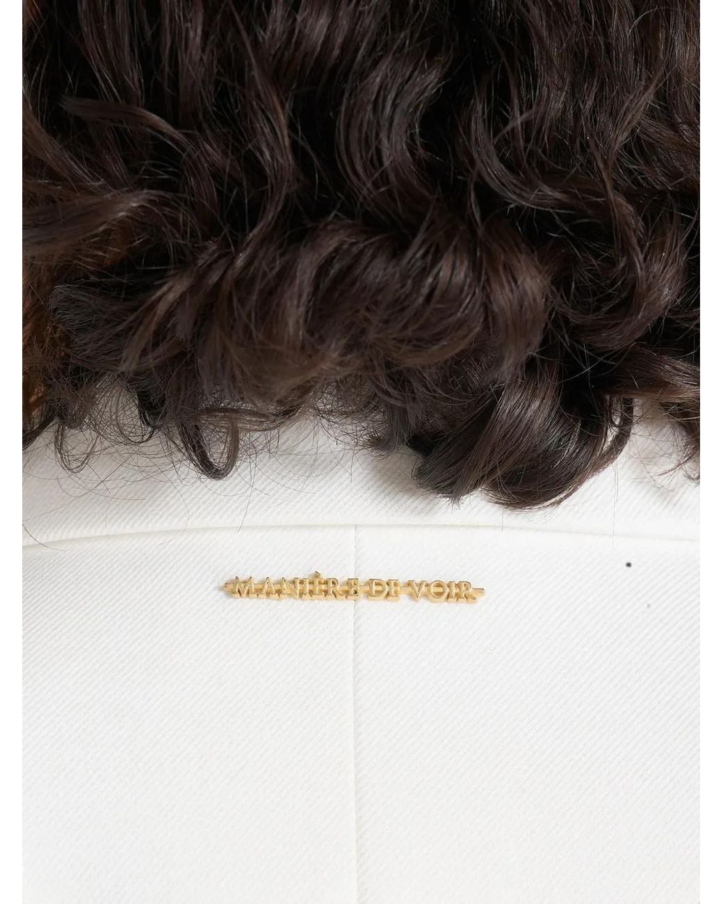 Manière De Voir White Maia Double Breasted Satin Lapel Hourglass Blazer