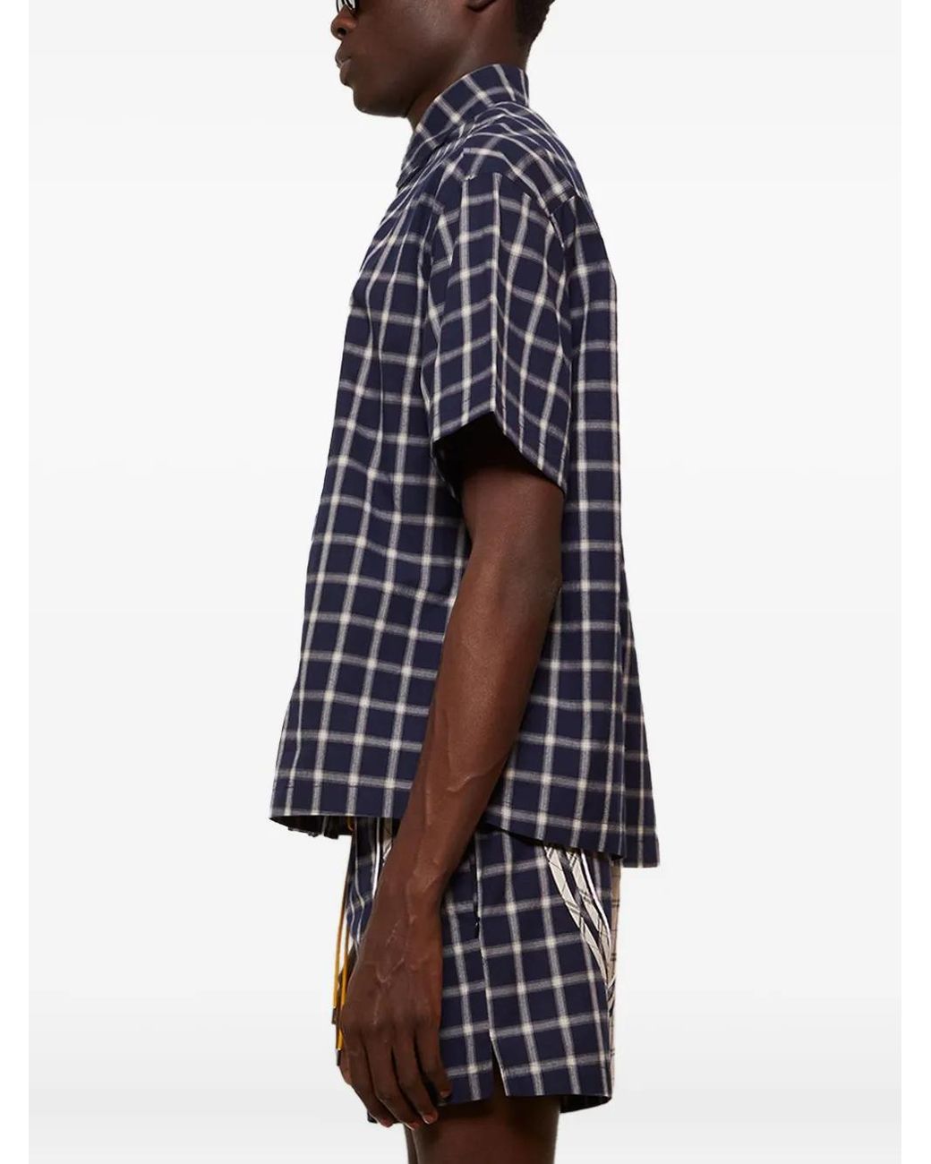 Rhude Checked-Pattern Shirt in Blue for Men | Lyst