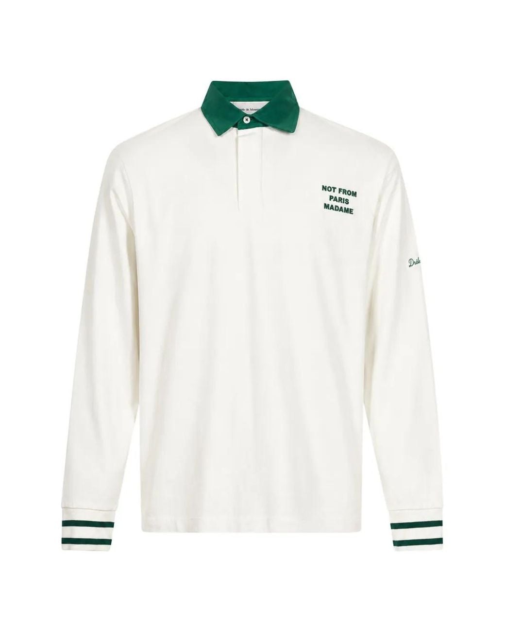 Drole de Monsieur White Logo-Print Long-Sleeved Polo Shirt for men