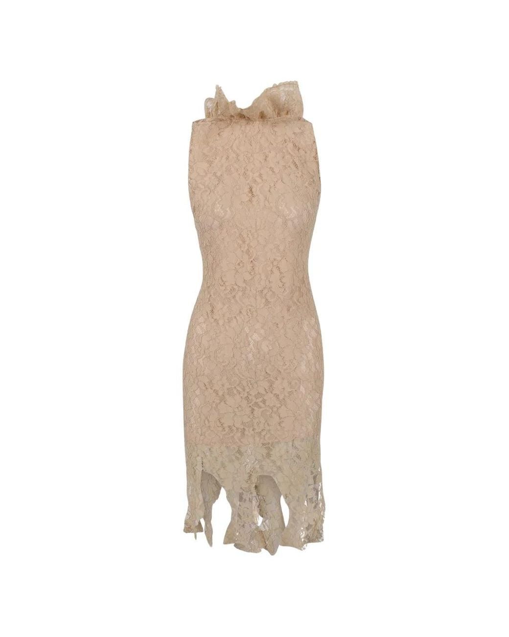 GIUSEPPE DI MORABITO White Ruffled Lace-Overlay Dress