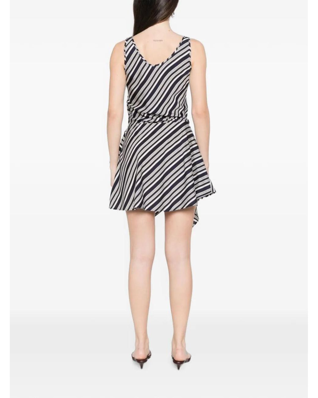 IRO White Unya Striped Asymmetric Mini Dress