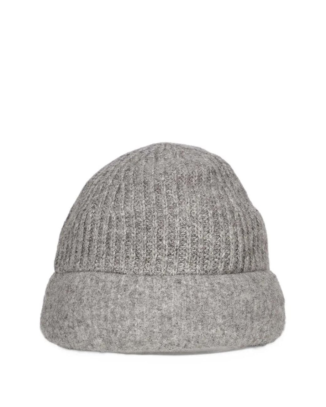 Hed Mayner Gray Ribbed-Knit Beanie Hat