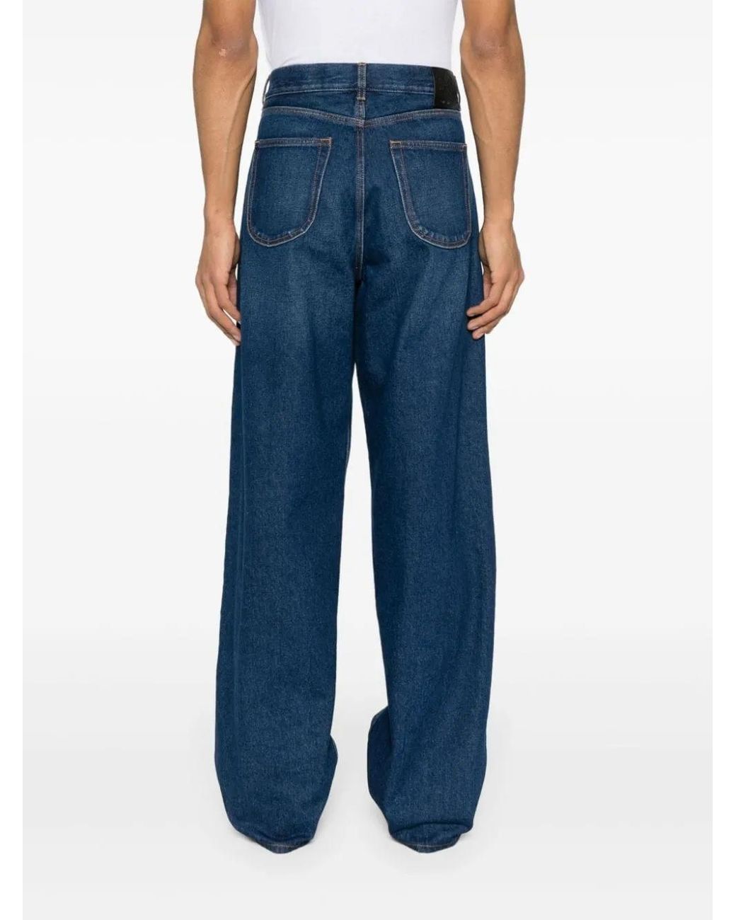 Off-White c/o Virgil Abloh Blue Five-Pocket Back-Patch Jeans for men
