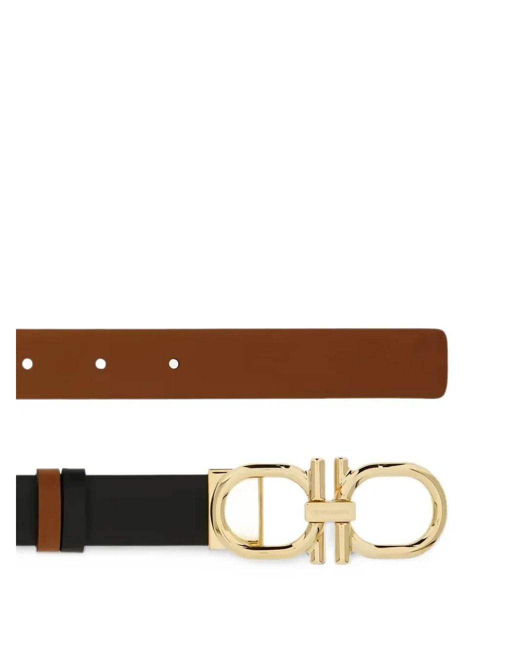 Ferragamo Brown Gancini Buckle Reversible Belt for men