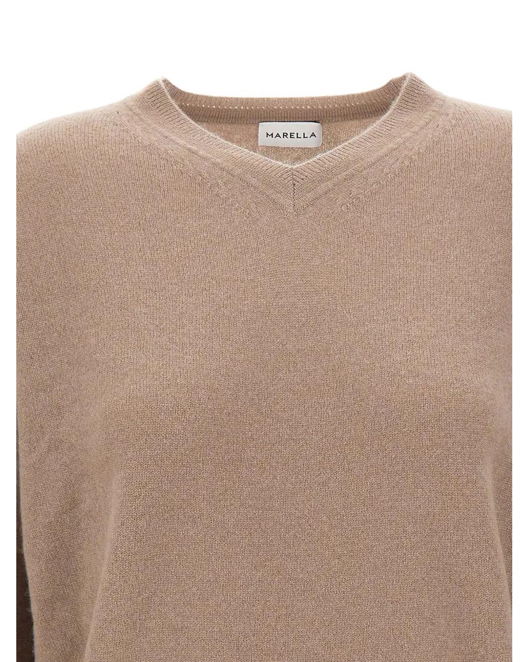Marella Natural V-Neck Cashmere Sweater