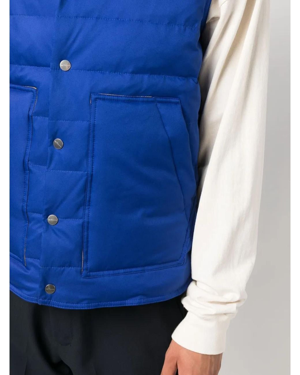 Kiton Blue Button-Up Padded Gilet for men