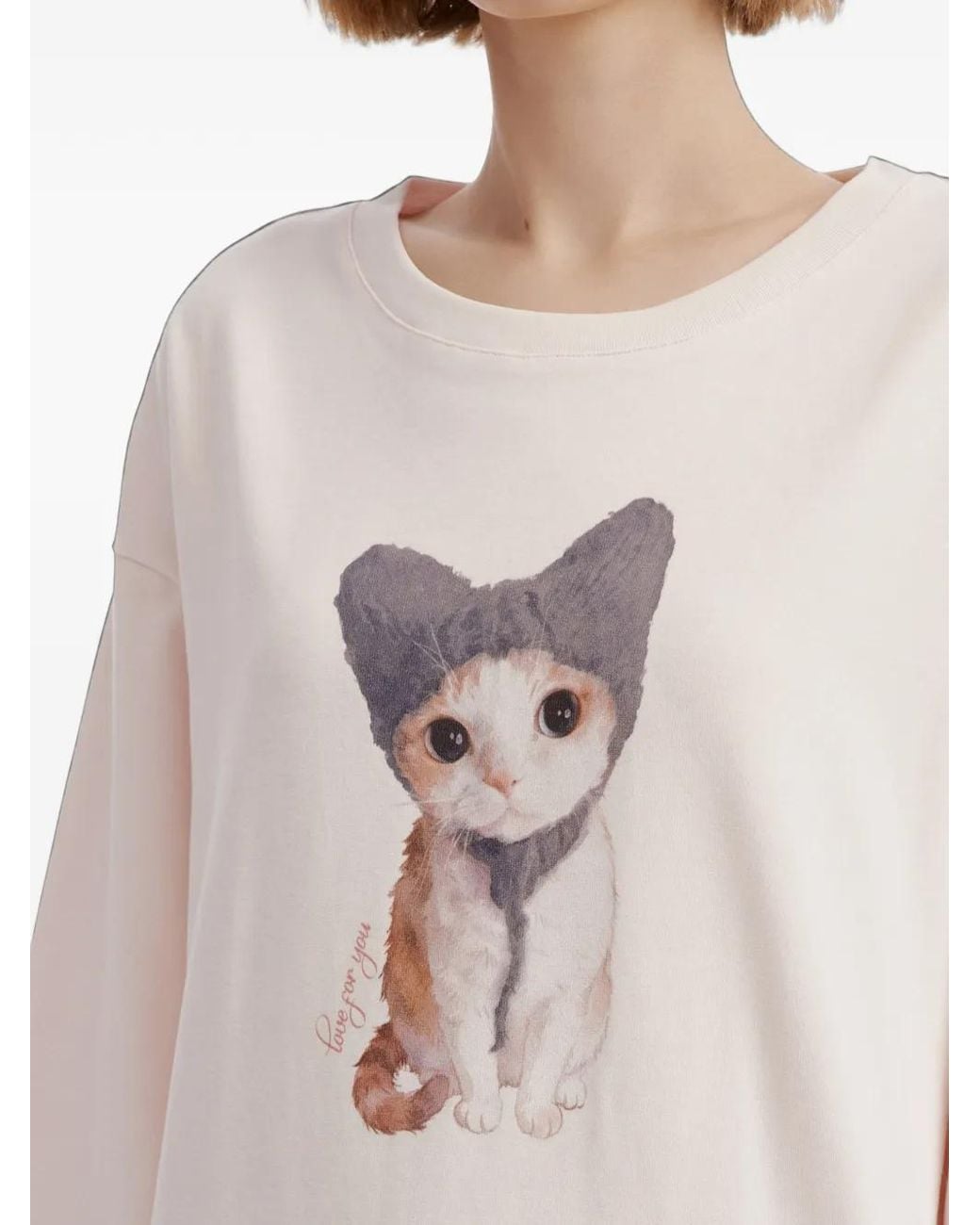 B+ AB White Lace-Trim Graphic-Print T-Shirt