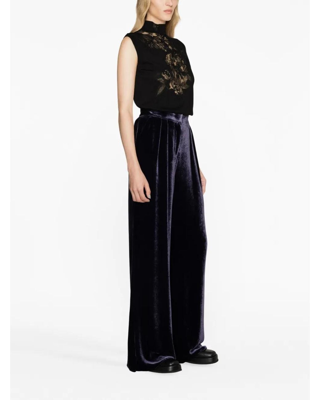Alberta Ferretti Black High-waisted Pants