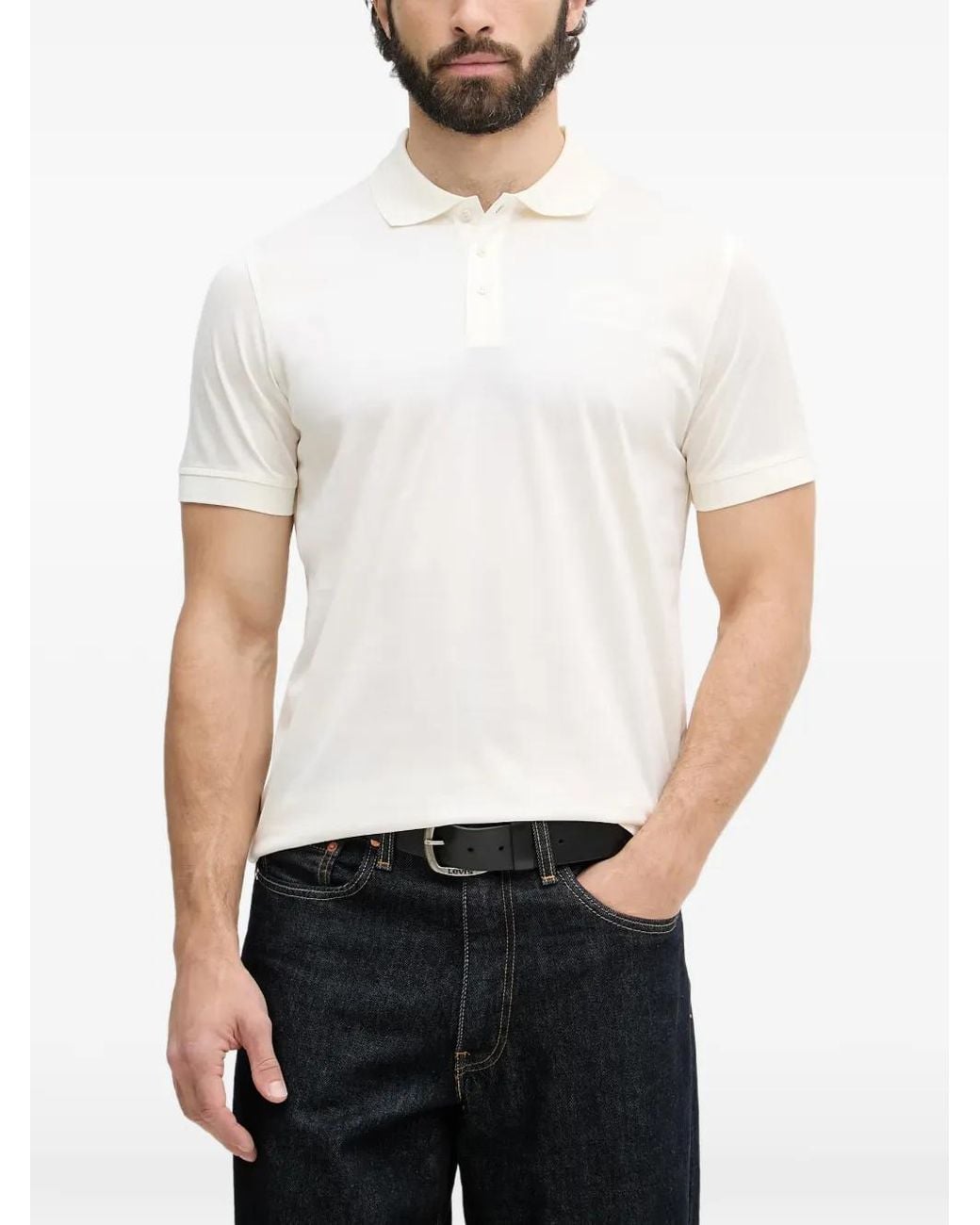 Karl Lagerfeld White Polo En Coton À Logo Brodé Et Manches Courtes for men