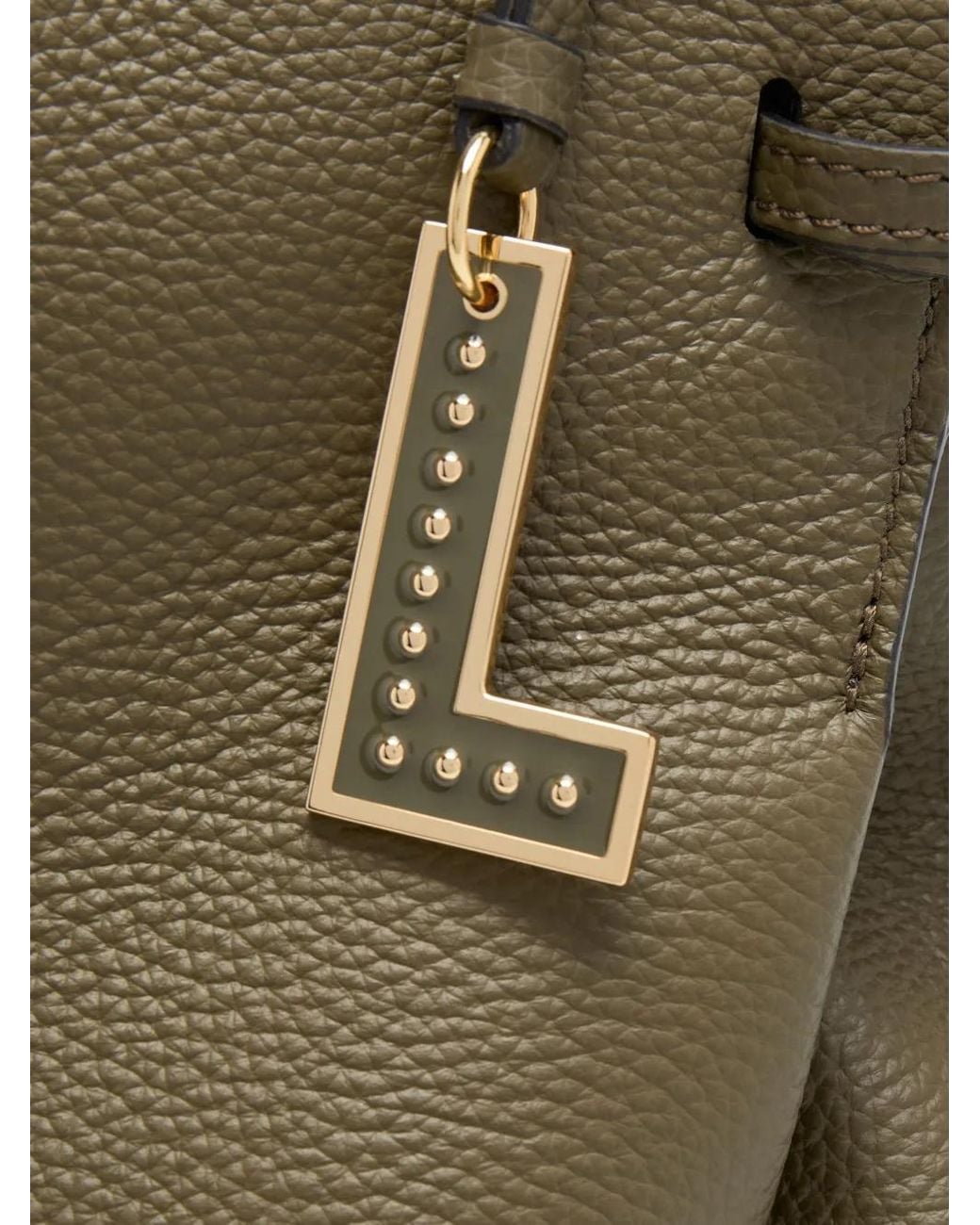 Lancel Metallic Swann Grained Leather Tote Bag