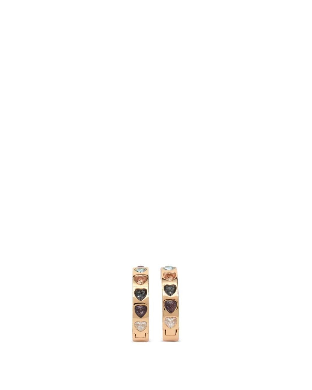 Bimba Y Lola Metallic Medium Crystals Heart-Logo Hoop Earrings