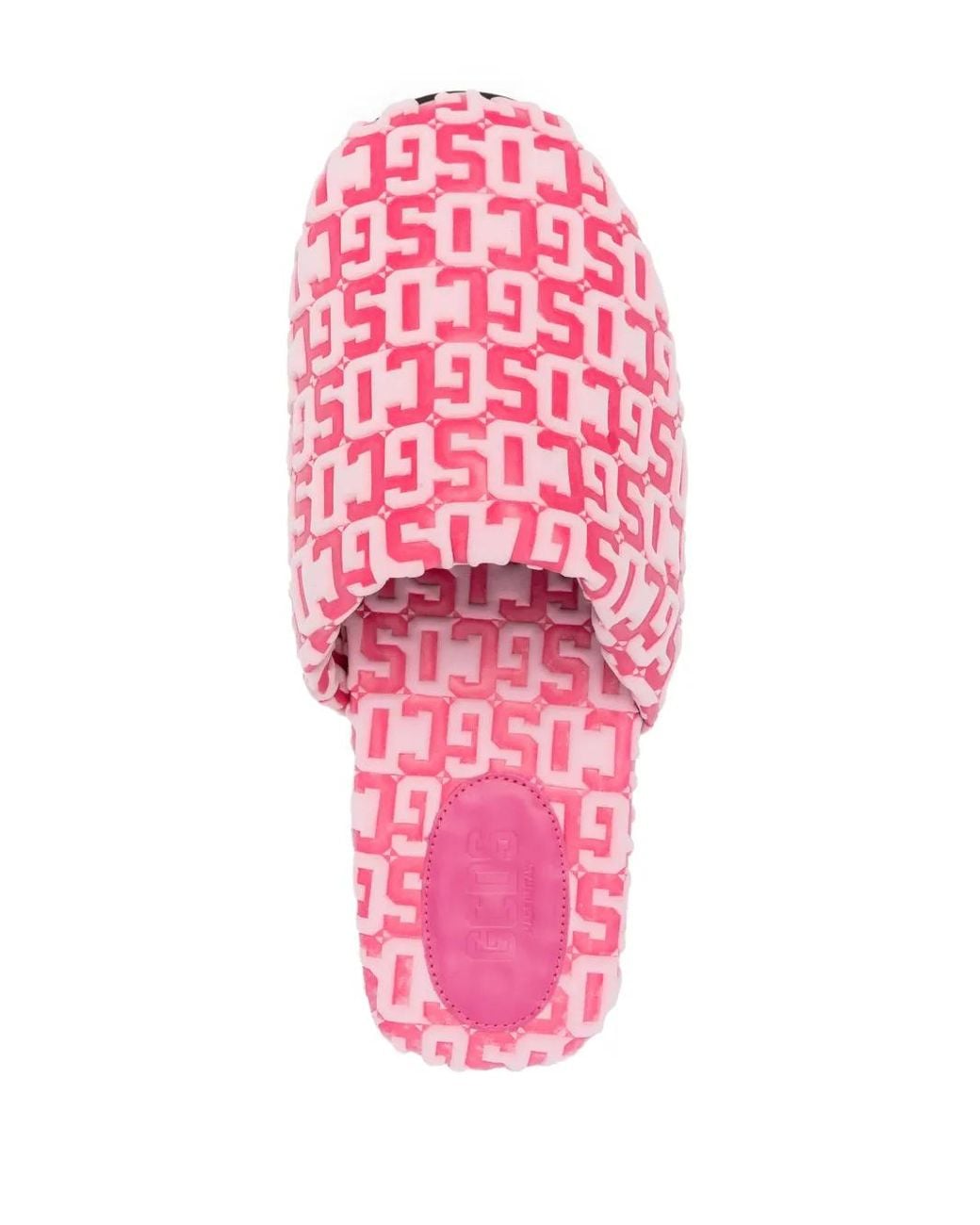 Gcds Pink Monogram-Pattern Round-Toe Slippers