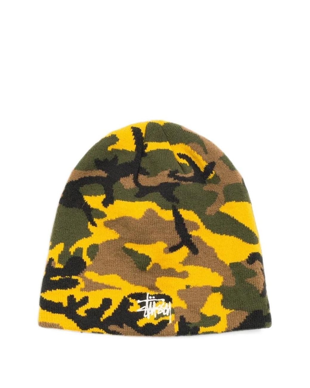 Stussy Yellow Camouflage-Print Jacquard Beanie Hat