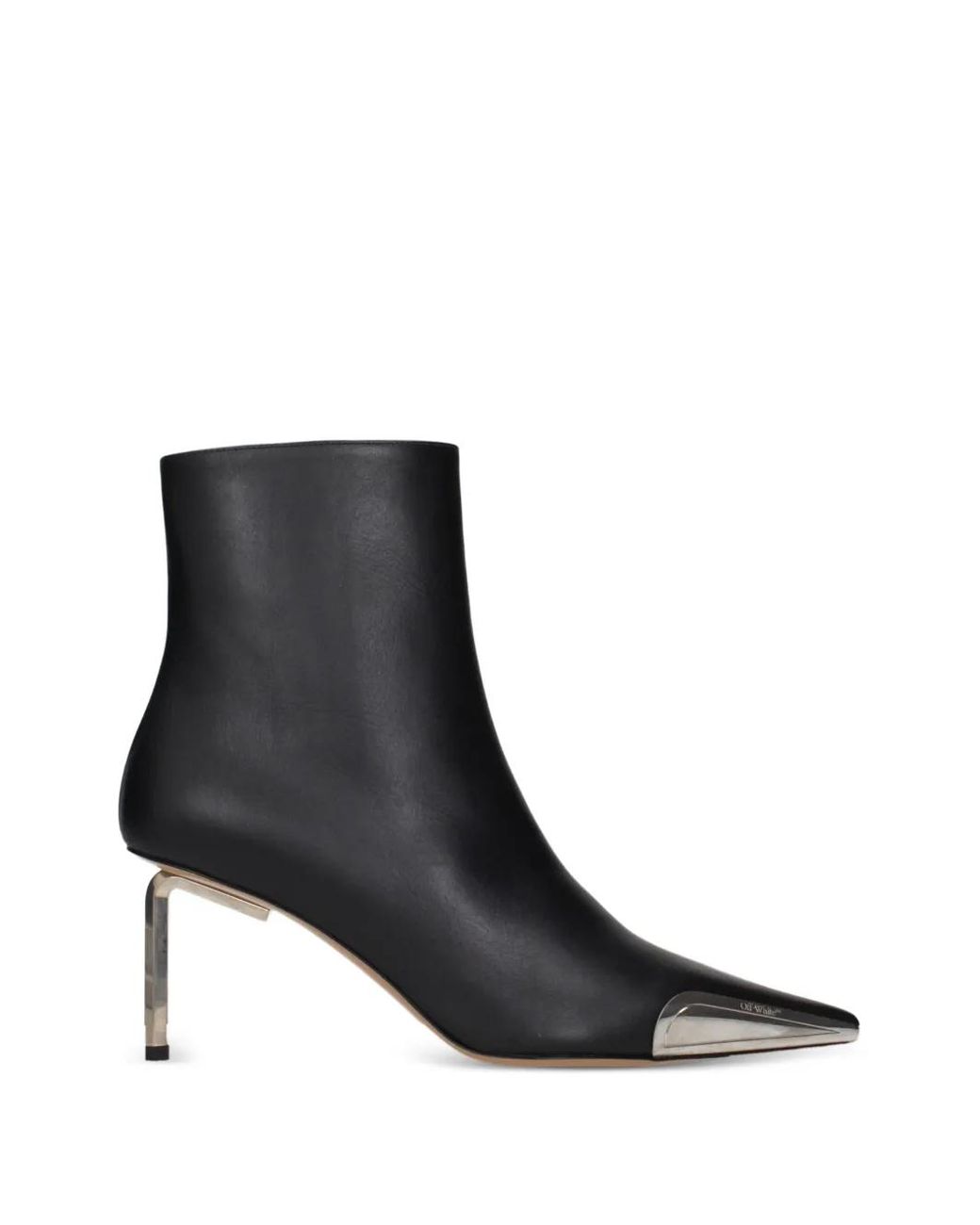 Off-White c/o Virgil Abloh Black Metal-Cap Stiletto Ankle Boots
