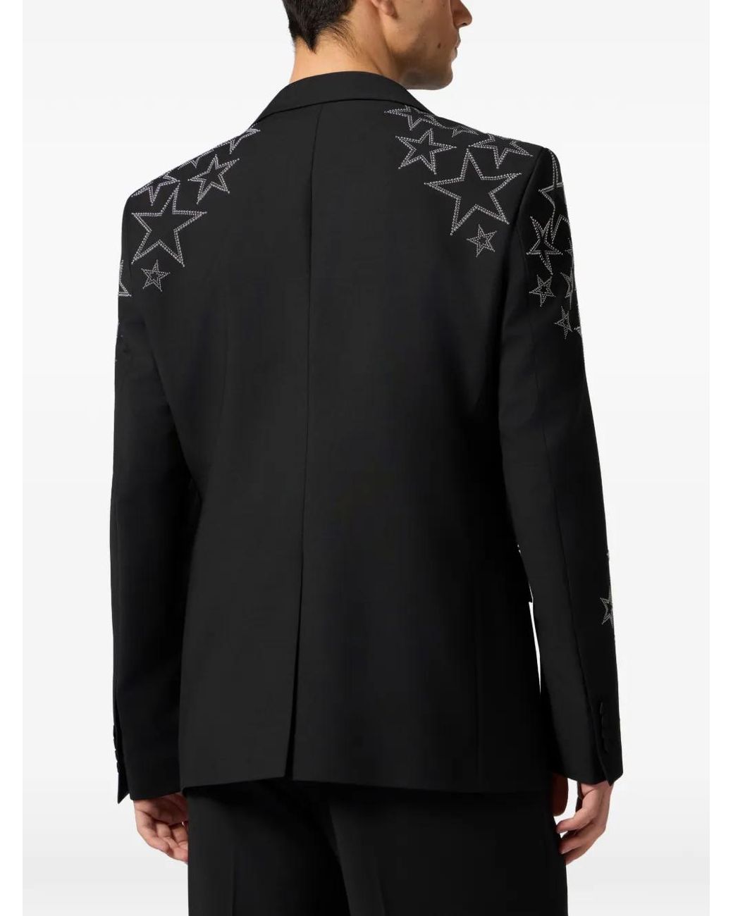 Philipp Plein Black Studs Star-Detail Blazer for men