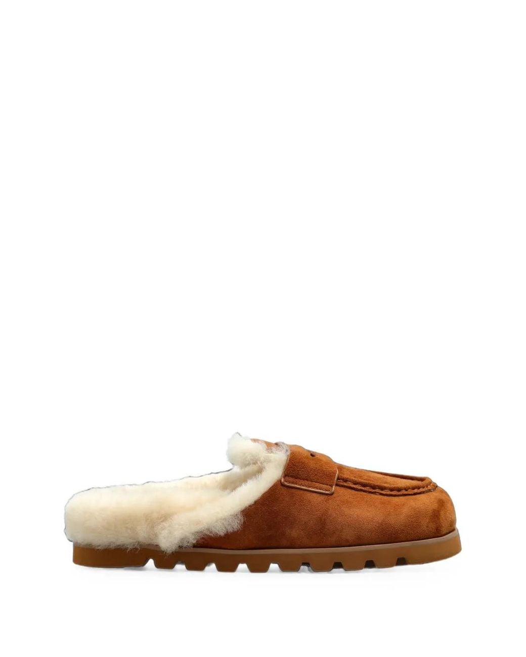 Naked Wolfe Brown Corded Shearling-Trim Mules