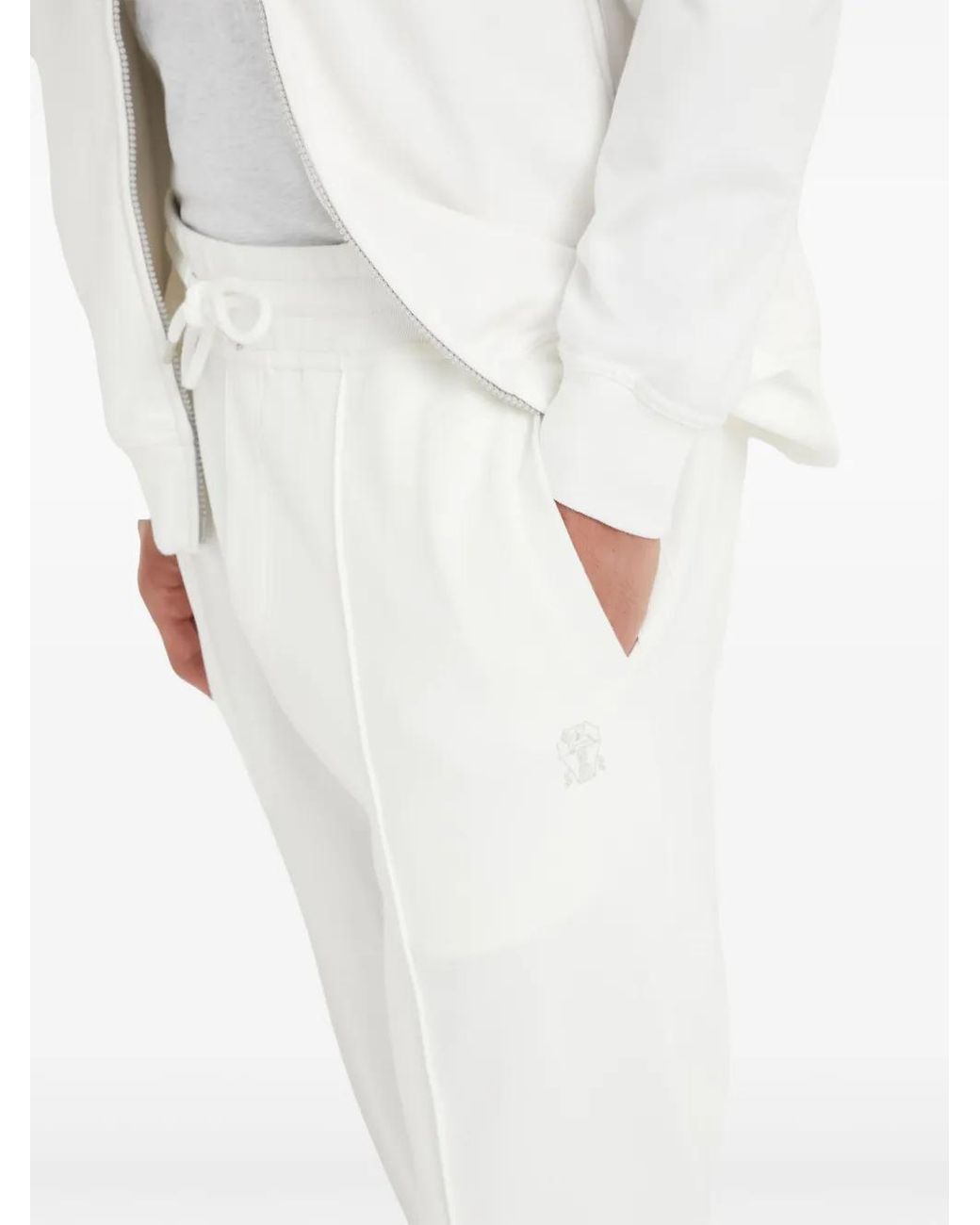 Brunello Cucinelli White Straight-Leg Track Pants for men