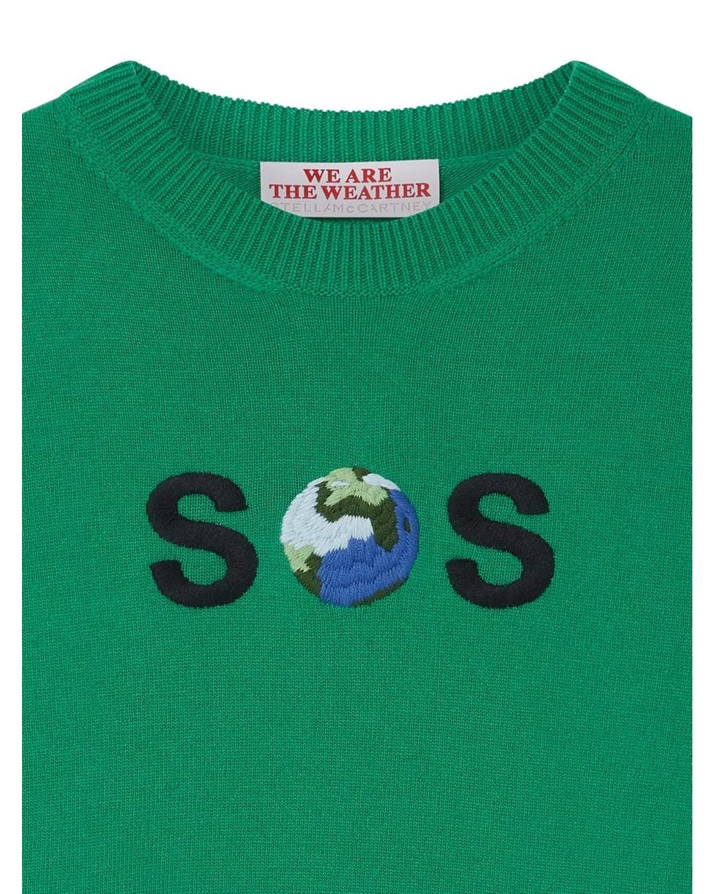 Stella McCartney Green Pull En Laine À Logo Sos Brodé