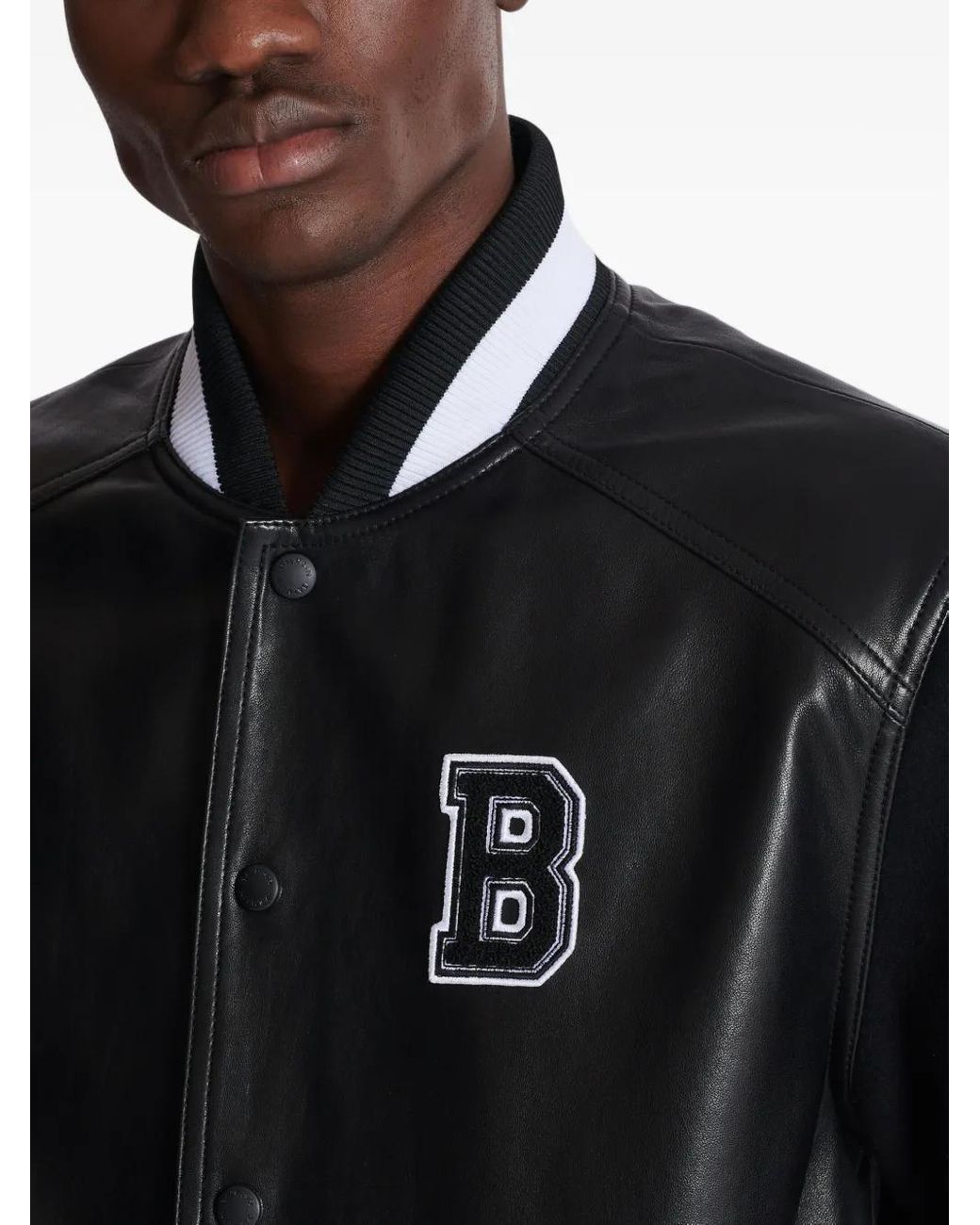 Balmain Varsity Bomber Jacket in het Black voor heren