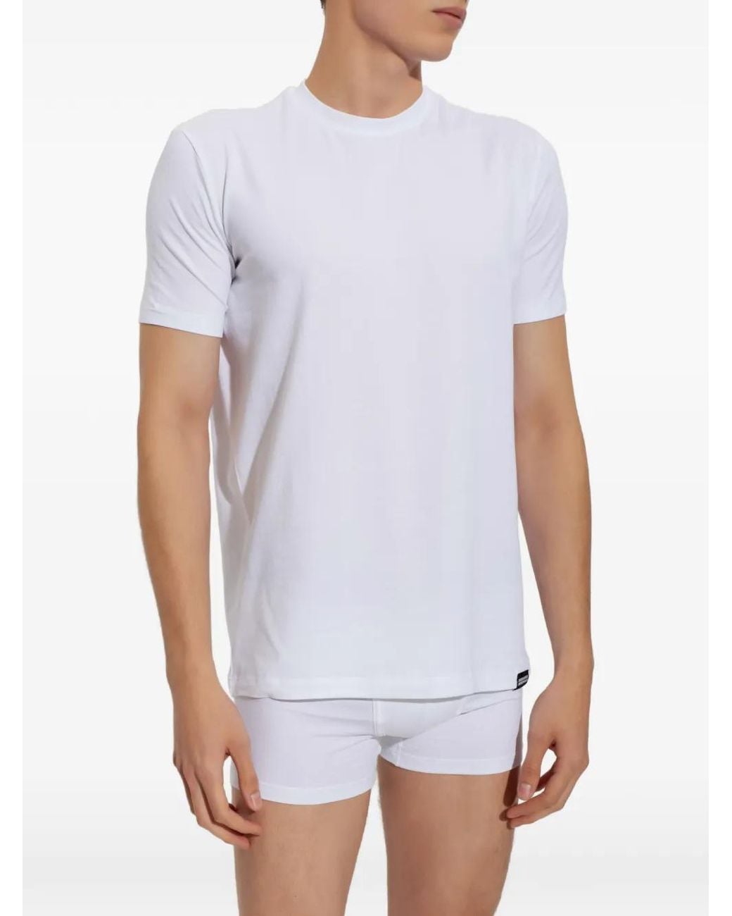 DSquared² White Logo-Patch Crew-Neck T-Shirt for men