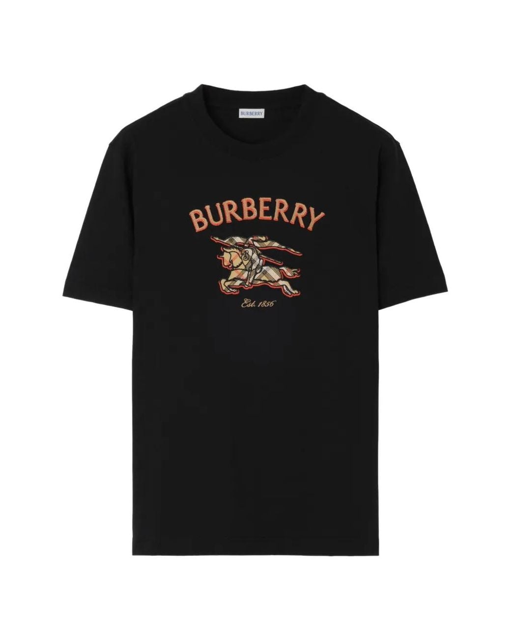Burberry Black Knight Check Cotton T-Shirt for men